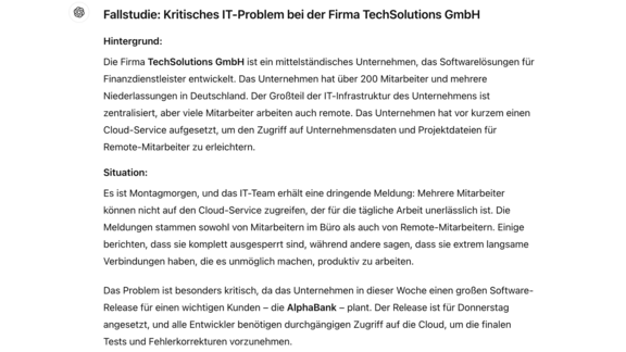 Beispiel für eine KI generierte Fallstudie Eine Fallstudie erstellt mit KI