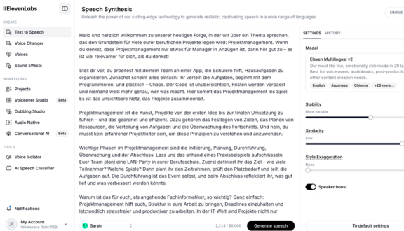 Beispielbild KI Tool zur Erstellung von Podcasts Ansicht eines KI Tools zur Erstellung von KI Podcasts