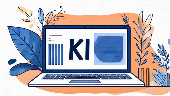 Laptop zeigt KI-Gesicht: Digitales Lernen leicht gemacht